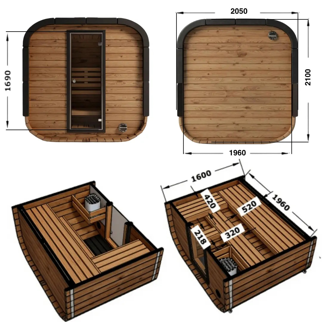 Sauna cube + Free Glass Front Upgrade