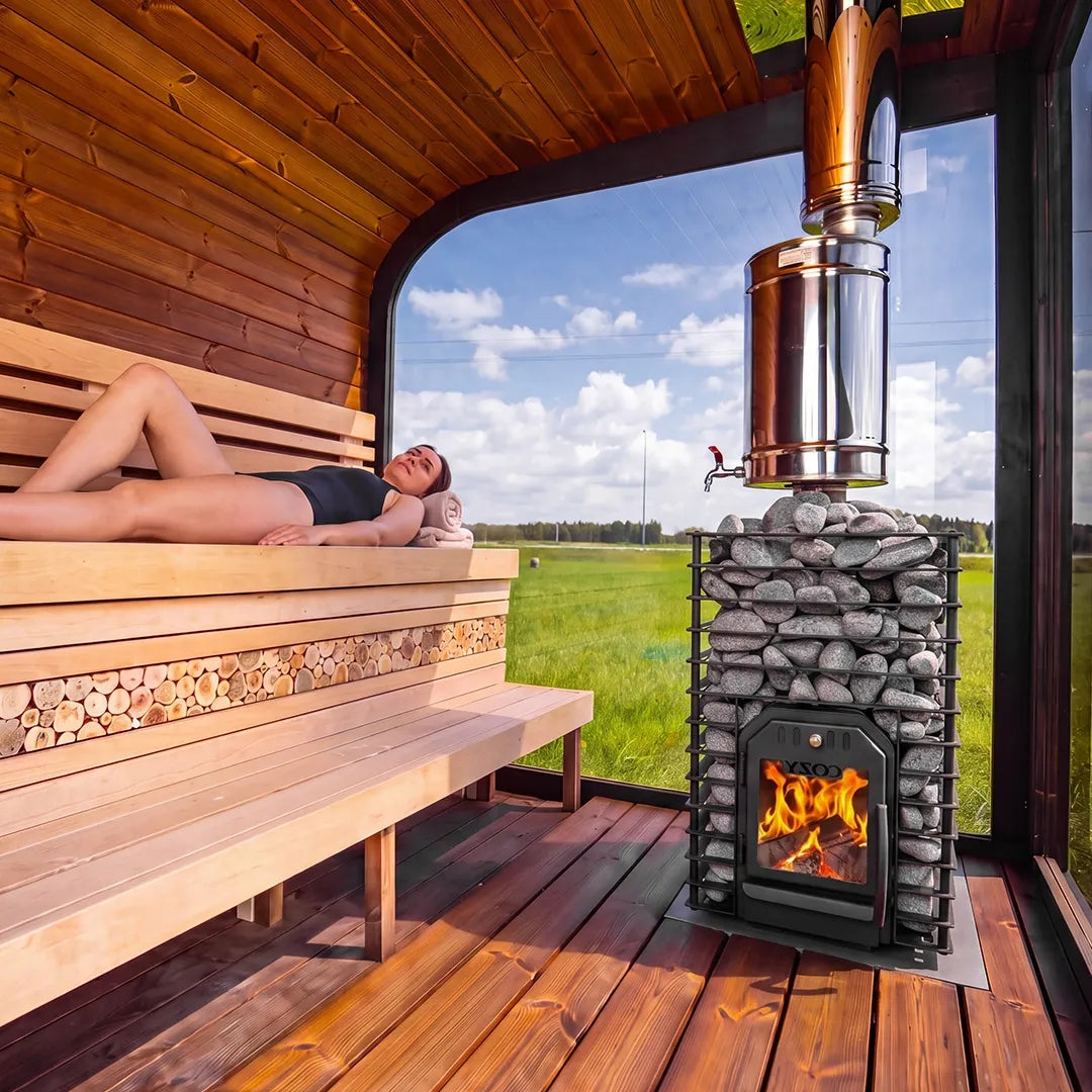 Polar Cove Large Sauna With Outdoor Shower On Left Side