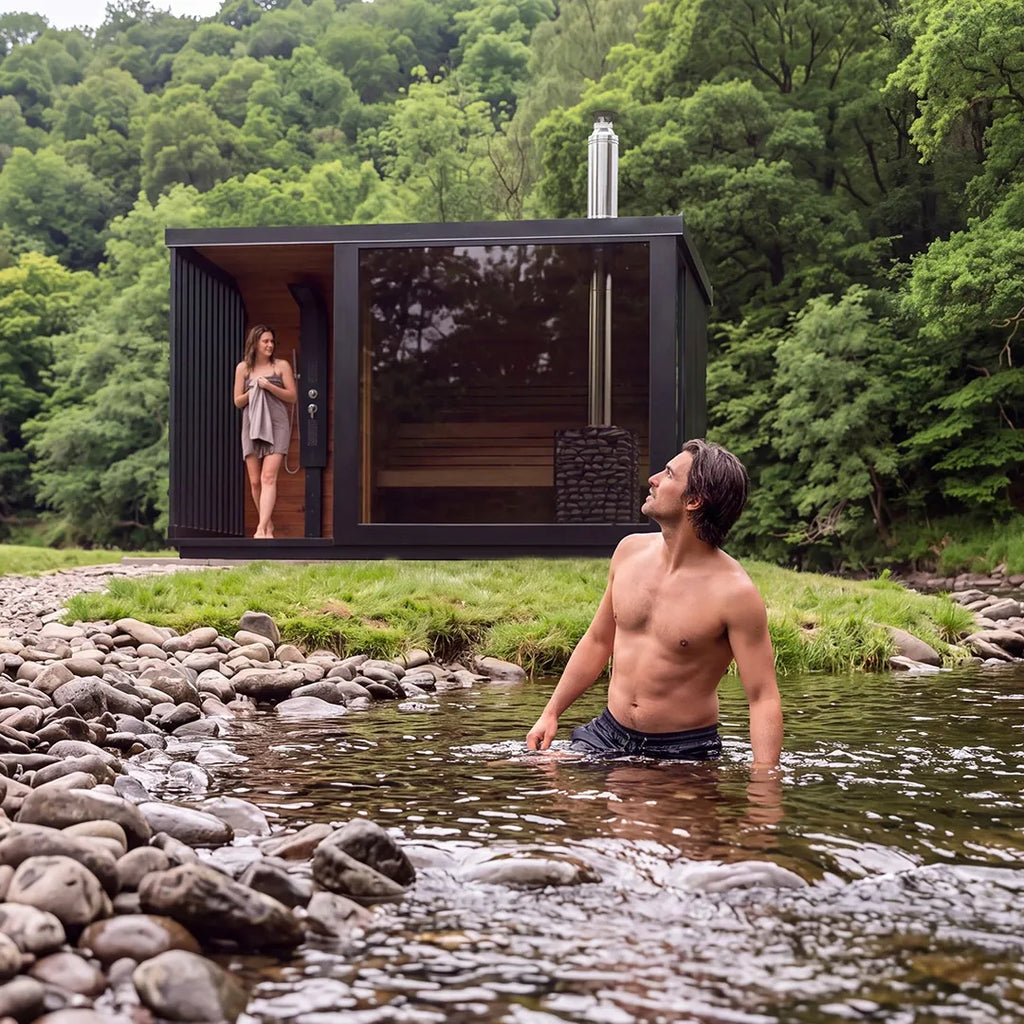 Polar Cove Large Sauna With Outdoor Shower On Left Side