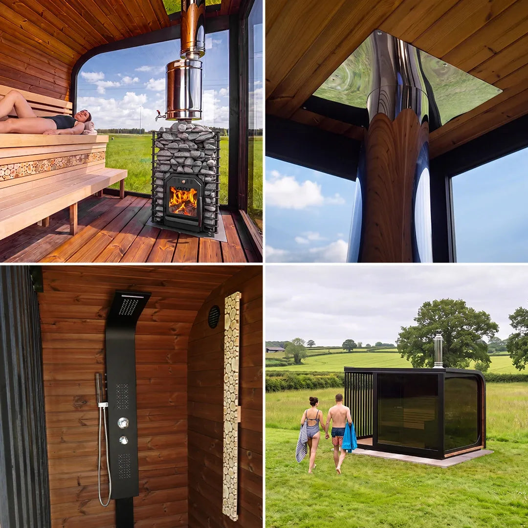 Polar Cove Large Sauna With Outdoor Shower On Left Side