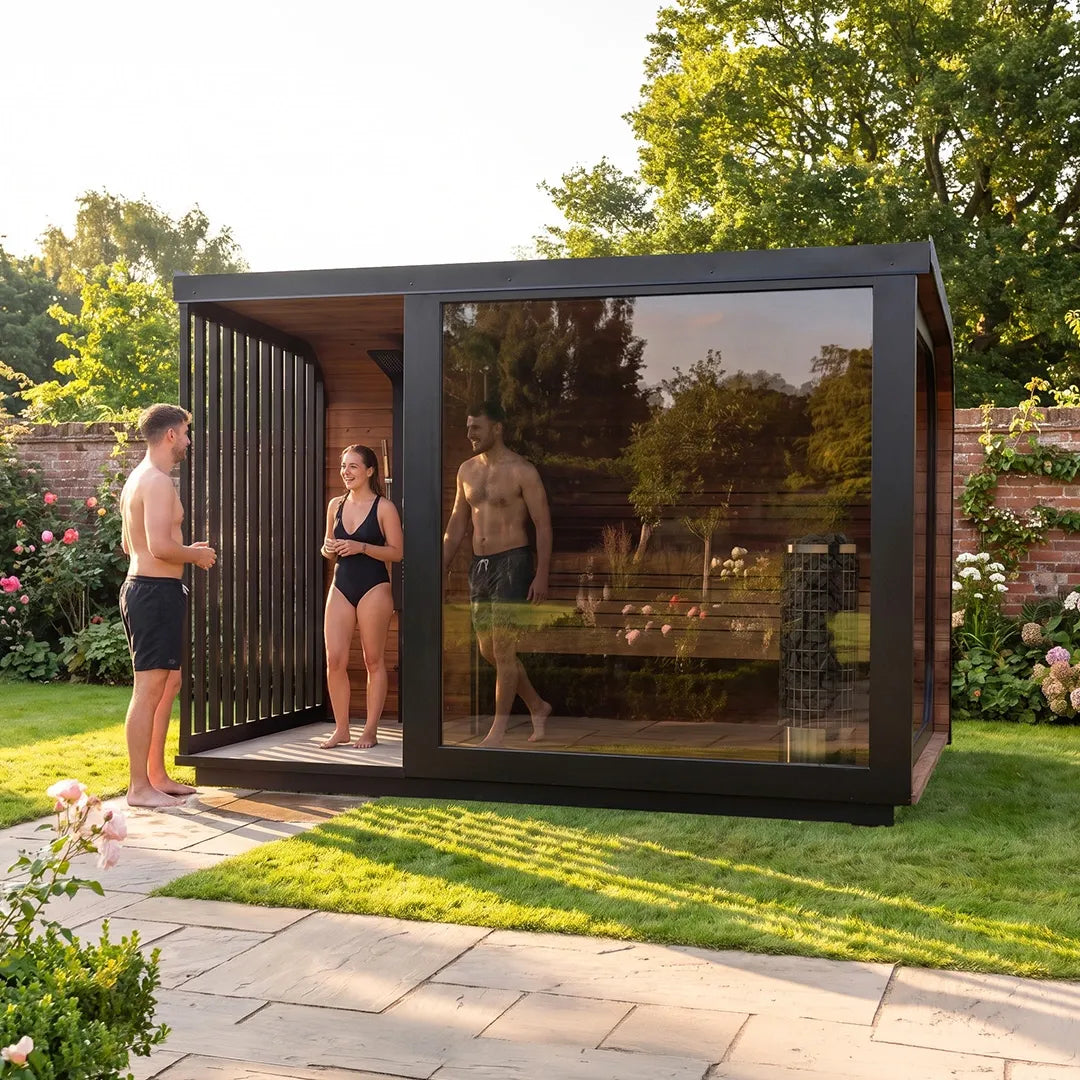 Polar Cove Large Sauna With Outdoor Shower On Left Side