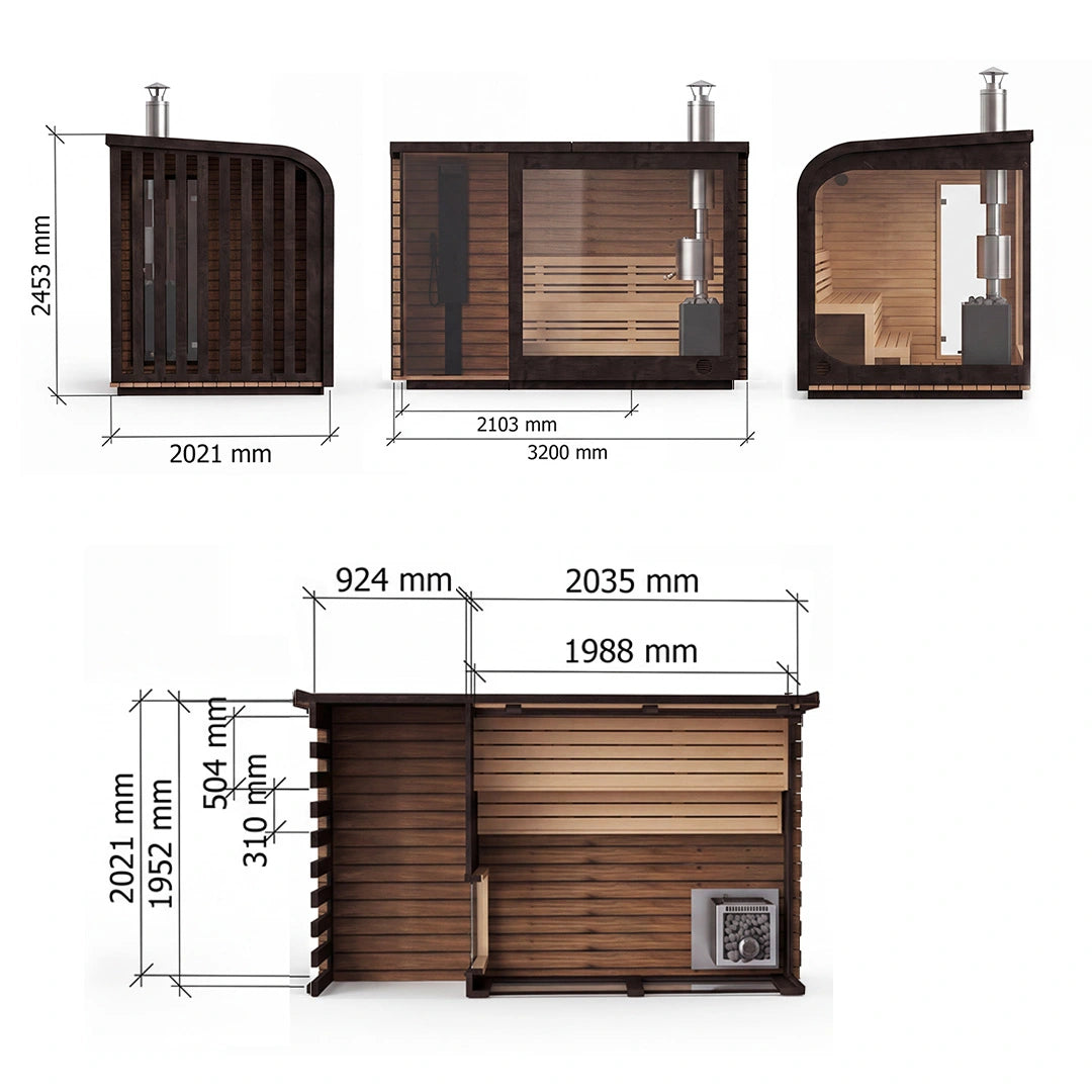 Polar Cove Large Sauna With Outdoor Shower On Left Side