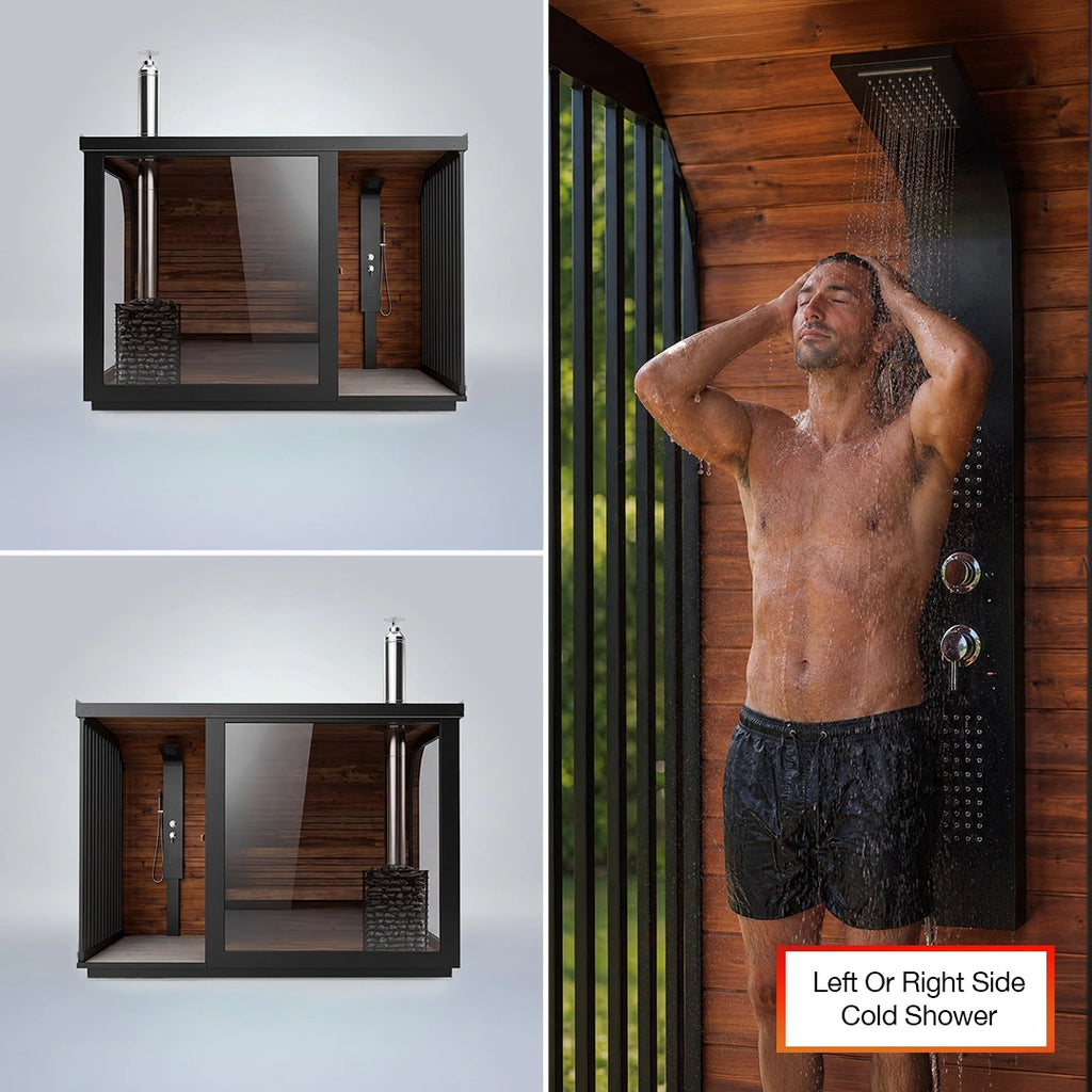 Polar Cove Large Sauna With Outdoor Shower On Left Side