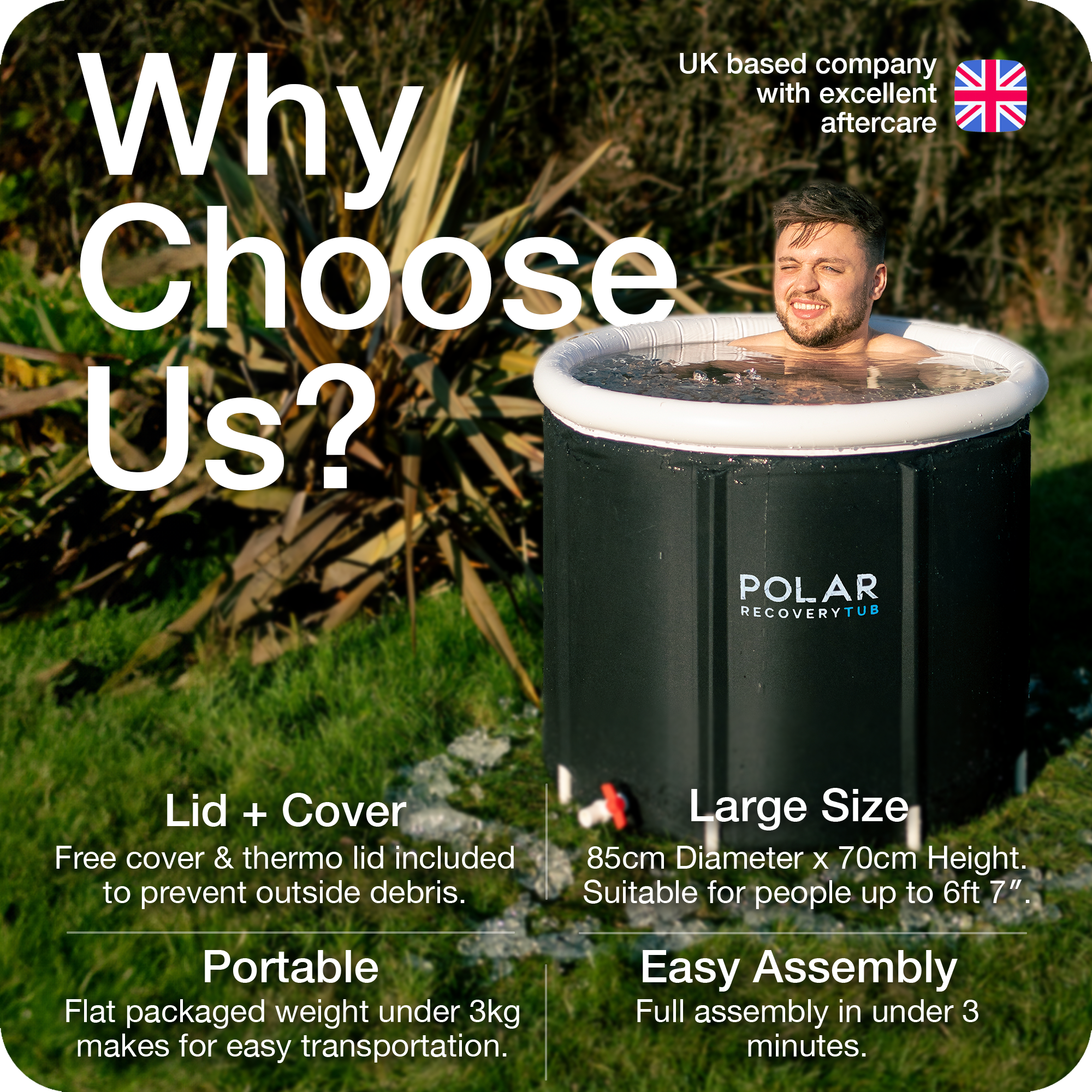 Polar Recovery Ice Bath Tub Black